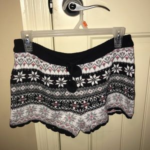 Black & White Snowflake Knitted PJ Shorts